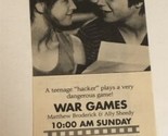 War Games Tv Guide Print Ad Matthew Broderick Ally Sheedy TPA5 - £4.74 GBP