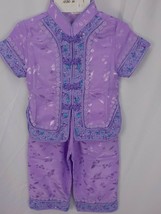 M.M. 2PC Tang Suit Infant Girls 1T Pastel Purple Shirt Pant Set Feminine Summer - £11.54 GBP