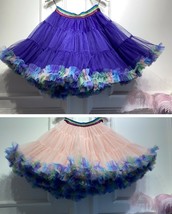 Women Navy Blue Ruffle Layered Tulle Skirt A-line Plus Size Tulle Holiday Skirt image 9