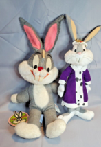 Vintage Bugs Bunny Plush Lot of 2 Warner Brothers 1971 &amp; 1997 Looney Tun... - $19.75