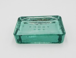 Recycled Art Glass Green Textured Soap Dish Solid Chunky - £14.93 GBP