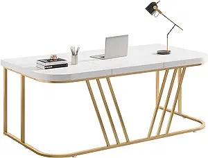 63 Inches Executive Desk, Home Office Computer Desk, Modern Large Confer... - £364.74 GBP