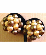 Vintage Mid Century 1950s Pearlized Dark Brown And Light Tan Faceted Bea... - $603.40 MXN