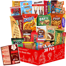 International Snack Box , 30 Pcs Premium Foreign Rare Snack Food Gifts with Supr - £51.23 GBP
