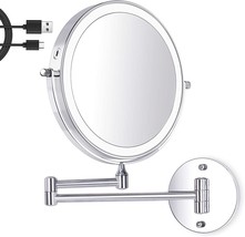 Amelar 8 Inch Wall Mounted Makeup Mirror Usb Rechargeable Led Three Color - £41.40 GBP