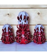 Carved Candles Set Decor Handmade Gift Colourful Art Design Home Handcra... - $1,903.64 MXN