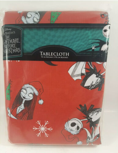 " The Nightmare Before Christmas"  70” Round RED VINYL TABLECLOTH  New  - $14.96
