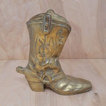Vtg Brass Cowboy Boot Spur Heavy Planter Doorstop Decor - £35.88 GBP