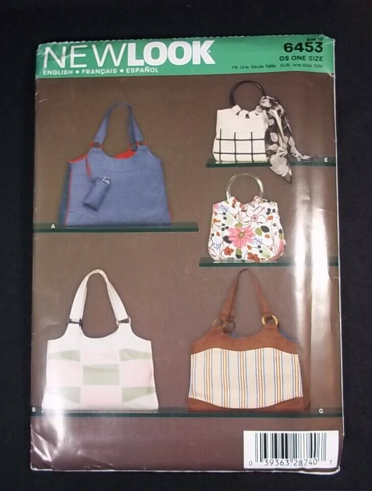 New Look pattern 6453 bags totes in 5 styles scarf - $5.25