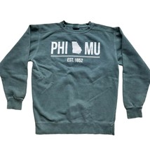 Comfort Colors Womens Phi Mu Green Crew Neck Long Sleeve Sweatshirt Size Small - £9.99 GBP
