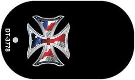 Patriotic Maltese Cross Offset Novelty Metal Dog Tag Necklace DT-3778 - £12.74 GBP