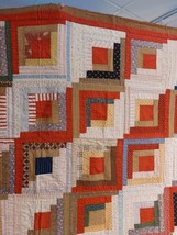Antique Quilt Late 1800&#39;s Courthouse Steps Pattern Handmade Primitive Textiles  - £714.49 GBP