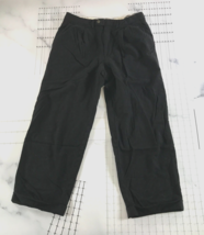 Vintage Ermenegildo Zegna Pants Mens 30x25.5 Black Wool Cuffed Hem Pleated - £36.69 GBP