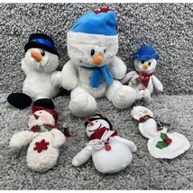 Snowman Plush Toys Multicolor Christmas Holiday Home Decor Lot Of 6 - $14.16