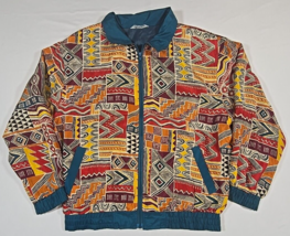 Vtg Numina Sport Women&#39;s Multi-Colored Geometric Silk Full Zip Jacket - ... - $38.69