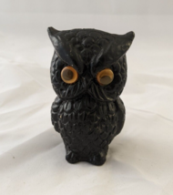 Vintage 1980 Hand Crafted Coal Googly Eye Owl USA - £9.58 GBP