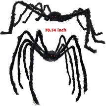 2 Pack Giant Spiders Halloween Decorations Outdoor Indoor 6.5Ft Extra Large Pose - £32.12 GBP