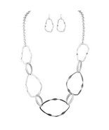 Matte Finish Irregular Shape Link Necklace &amp; Earring Set Fashion Jeweler... - $22.49