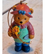 Vintage Avon Ornament Gardener Teddy Bear Pink Hat Holding Flower Pot 2.... - £6.28 GBP