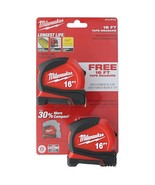 Milwaukee 48-22-6616G 2-Pack of 16 Compact Tape Measures w/ Double-Sided... - £48.74 GBP