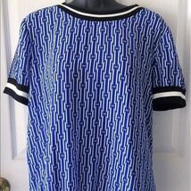 Womens Michael Kors Blue Geometric Career Blouse Shirt Top Medium M - $129.99