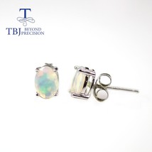 Simple opal earring oval 5*7mm1ct natural  ethiopia gemstone  925 white sterling - £51.51 GBP
