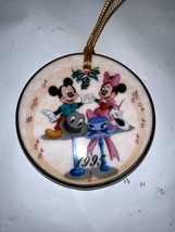 VTG Disney Porcelain Minnie &amp; Mickey Mouse Christmas Collection Ornament 1995 - £22.88 GBP