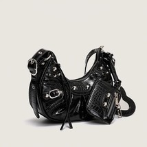 Handbags Rivet Half Moon Hobo Bags And Purse 2023   Women Motorcycle Lady  Bag C - £143.05 GBP