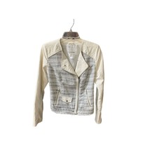 Maurices Womens Size Small S Off White Faux Leather Tweed Diagonal Zip Jacket Mo - £17.60 GBP