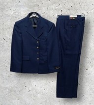 NWT Bergati Boys 3 Pc Suit Lined Classic Mod w/ Vest VTG 90&#39;s Navy Size ... - $65.41