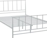 White Metal Slat Support Queen Platform Bed By Modway Estate Steel Metal. - $223.97
