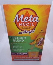 Metamucil Sugar-Free, Stevia Premium Blend On-The-Go ORANGE 30 Packets Exp 05/24 image 1