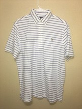 Polo Ralph Lauren White Blue Stripe Classic Fit Knit Oxford Shirt sz L NEW - £72.97 GBP