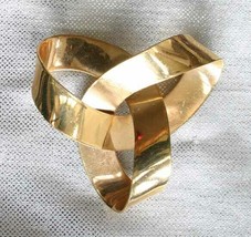 Winard Mid Century Modern Gold Filled Ribbon Twist Brooch 1950s vintage 1 3/4&quot; - £18.64 GBP