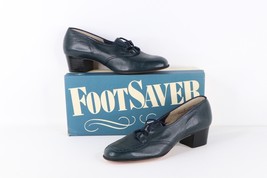 NOS Vtg 90s Streetwear Womens 7 C Chunky Leather Perforated Heels Shoes ... - $98.95