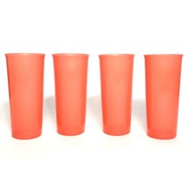4 Tupperware 12 oz (350 ml) Sheer Reddish Orange Stacking Tumblers 6379A-2 - £14.45 GBP