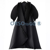 Fall trench coat for women Miyake Pleated Fashion Solid Loose Large Size Long Co - £206.54 GBP