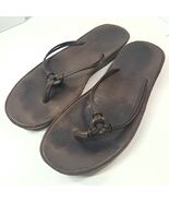 Tommy Bahama flip flops womens sz 9.5 9 1/2 brown thongs leather sandals... - $38.00
