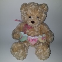 GUND Candy Hearts Teddy Bear Plush 11&quot; Tan Valentine&#39;s Day I LOVE YOU Gift 14098 - £13.97 GBP