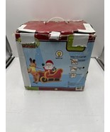 2008 Gemmy Airblown Inflatable Christmas Realistic Santa Sleigh Reindeer... - $169.24 CAD