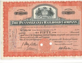 The Pennsylvania Railroad Co.. Stock Certificate 1946 Orange - 50 Shares - £7.58 GBP