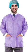 10ct Purple Disposable SMS Lab Jackets 50 gsm Large /w Snaps Front - £27.95 GBP
