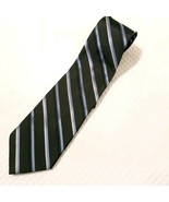 Men&#39;s IV Front Blue and Black Striped print 100% silk Tie NWOT - £1.96 GBP