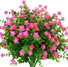 Klemoo 24 Bundles Outdoor Artificial Fake Flowers Uv Resistant No Fade, Pink - £41.81 GBP