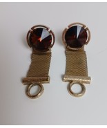 Vintage Dante Mesh Wrap Cufflinks Amber Volcano Rivoli Glass Cuff Links - $484.72 MXN