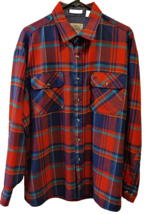 Vintage Saugatuck Flannel Shirt Long Sleeve Button Up Plaid Red Men&#39;s Si... - $16.99