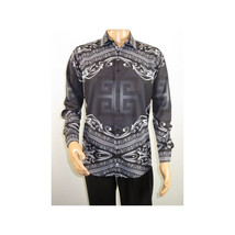 Men Sports Shirt by DE-NIKO Long Sleeves Fashion Print Soft Modal DNK6902 Black image 2