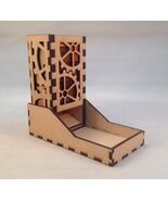 Gears Dice Tower and Tray Amber Acrylic Window COMPACT DESIGN Laser Cut MDF - $29.69