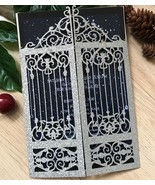 10pcs Glitter Gold Gate Wedding Invitations,Menu Cards,Laser Cut Invitat... - $13.30