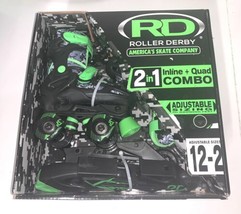 Roller Derby Boys Size 12-2 Adjustable 2 in 1 Inline + Quad Combo Skates... - £28.98 GBP